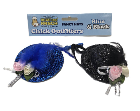 Chick Outfitters Chicken Fancy Hats Blue & Black (2 PK)